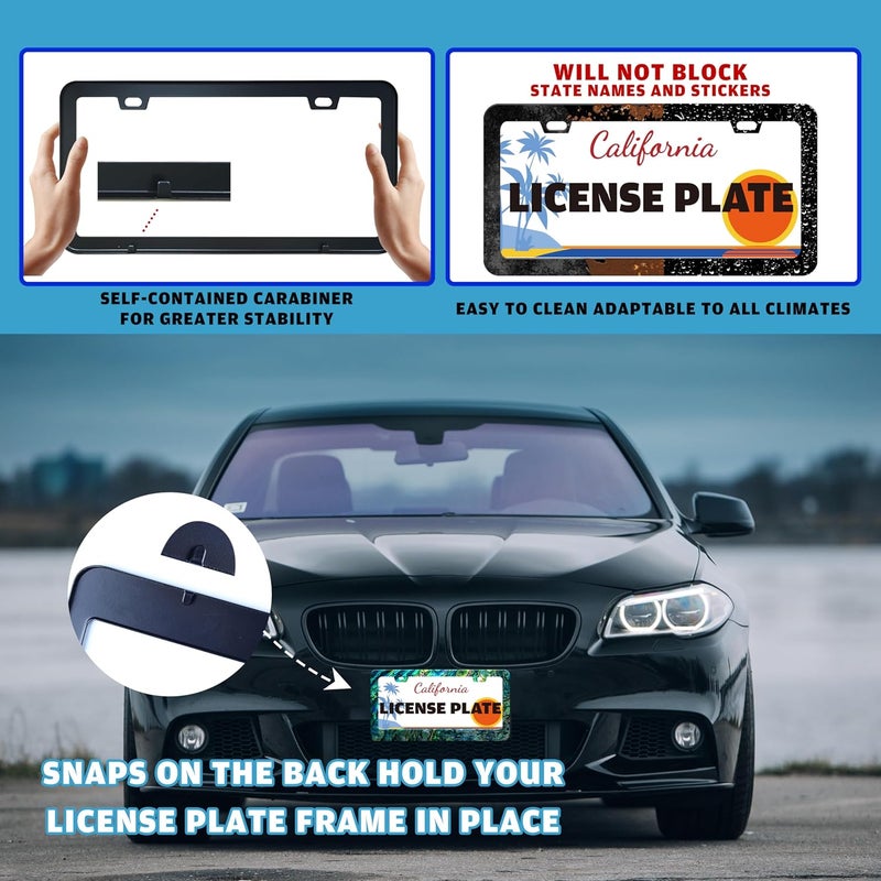 TINALUIN Faux Abalone License Plate Frame Funny Stainless Steel License Plate Holder for Front or Rear Car Tags for Car Decoration Accessories Rust-Proof with Screws 6.3 X 12.2 in for Women Men - Image 5